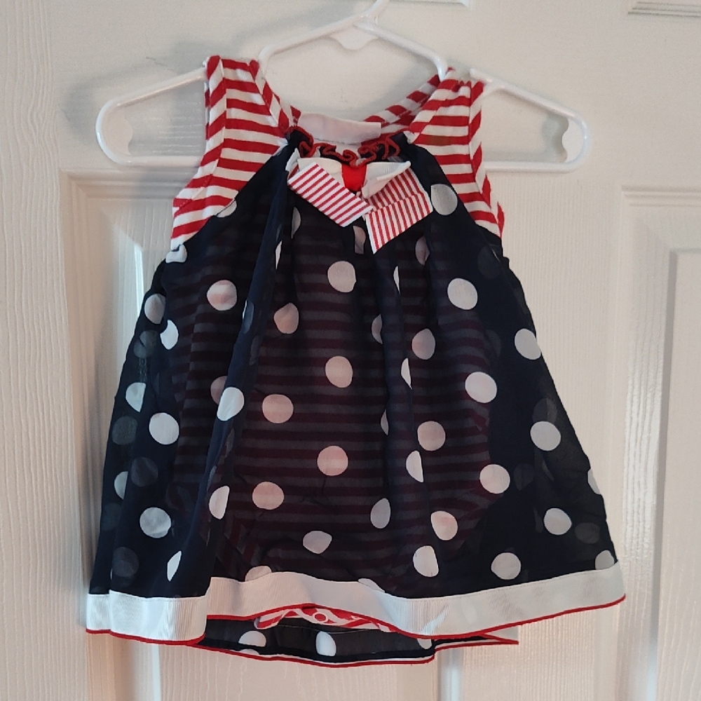 Bonnie Baby Red and White Striped & Polka Dot Dress
